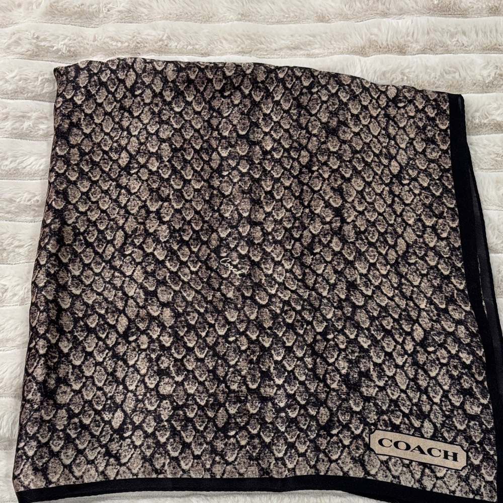 Coach Black and Tan Snake Pattern Scarf